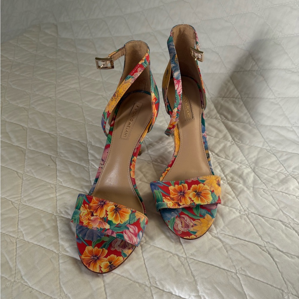 Antonio Melani Genuine Leather Tropical Floral Heels